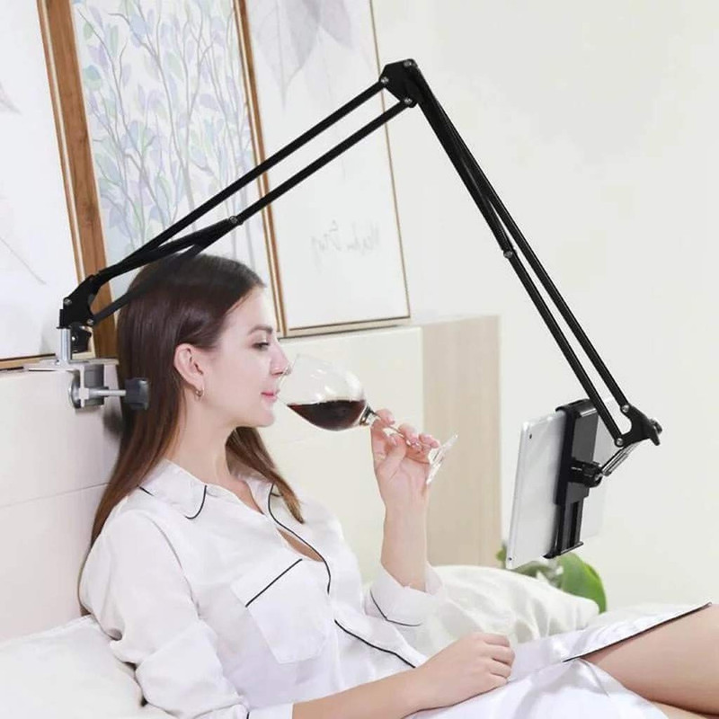 Wanzhow Overhead Tripod Mobile Stand for Bed Video Stand Phone Holder for Overhead Video Tripod, Tripod Clamp, Tripod Bracket, Monopod, Tripod Ball Head(Black, Supports Up to 1200 g)