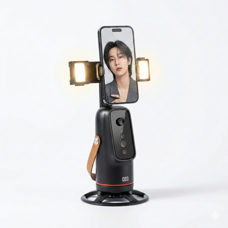 ZIRAK Smart Auto Face Tracking Mobile Stand with Dual LED Lights for Video Shooting Tripod(Black, Supports Up to 500 g)