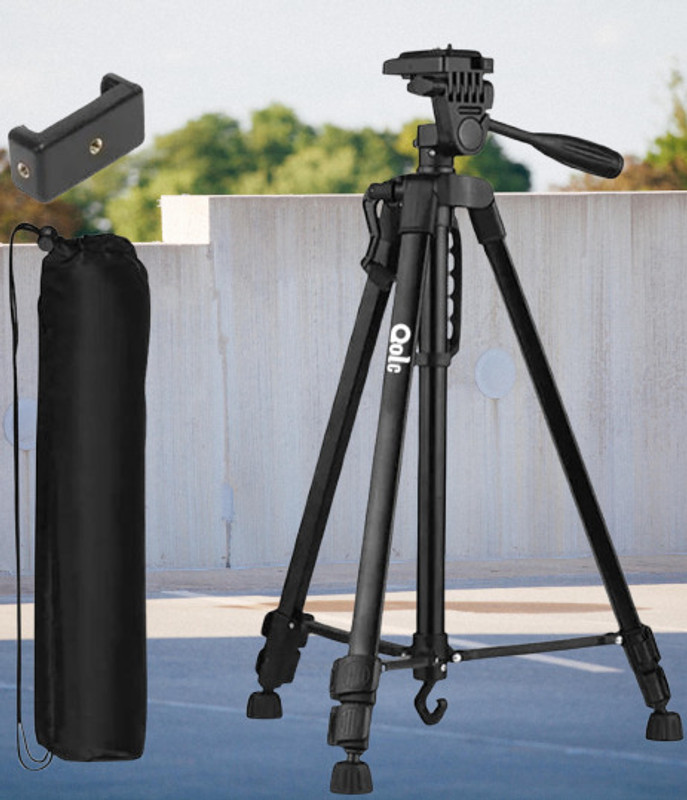 Qolic 55-Inch Portable Tripod – Lightweight & Adjustable with Mobile Holder Tripod(Black, Supports Up to 500 g)