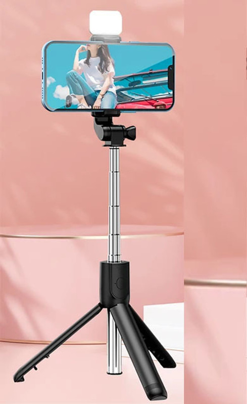 POZUB Selfie Phone Holder Camera Flash Brackets Bluetooth Photography Selfie Stick Tripod, Tripod Kit, Tripod Clamp, Monopod(Black, Supports Up to 600 g)