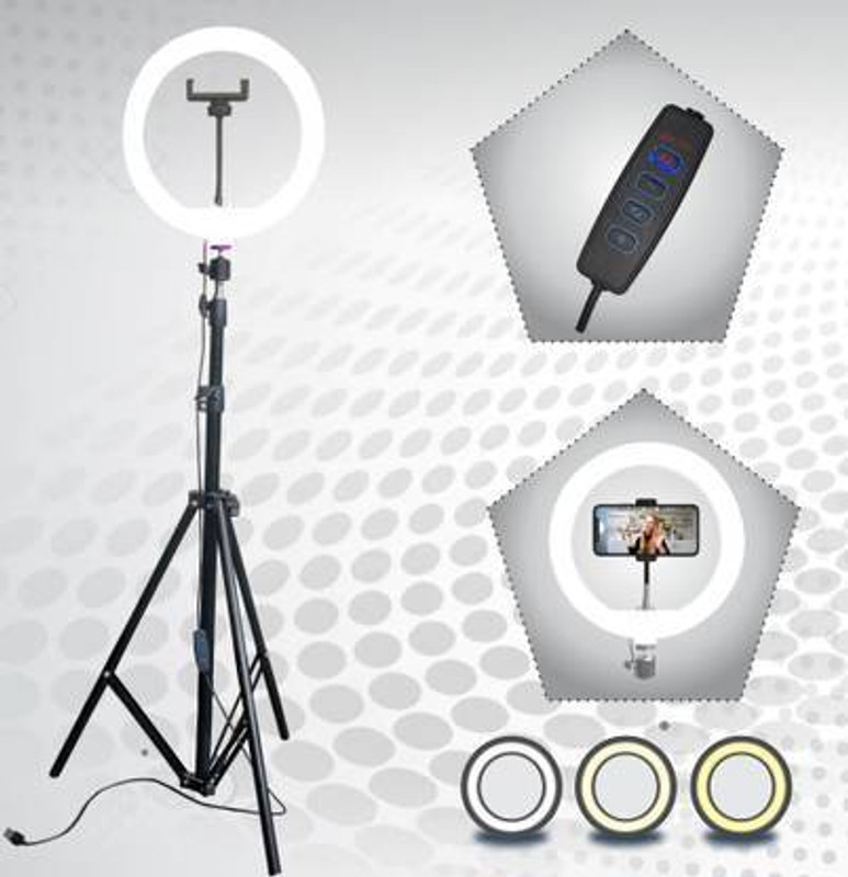 BESTFLY Premium 7" Metal Tripod With 10 inch LED Ring Light For Photo/Video/Selfie Shoot Tripod, Monopod, Monopod Kit, Tripod Kit(Black, Supports Up to 3000 g)