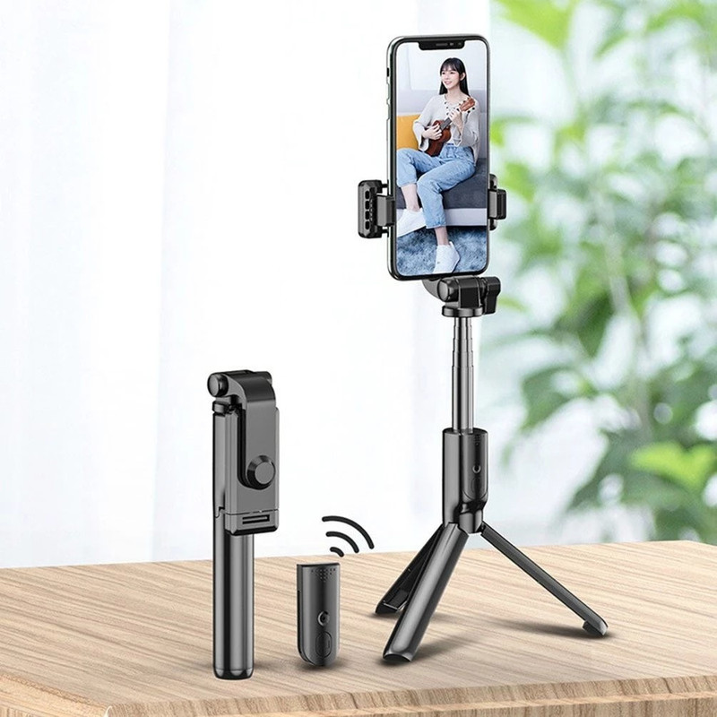 SOJUBA Bluetooth Selfie Stick Tripod Mini Extendable Aluminum Phone Tripod Selfie Stick Tripod, Monopod, Monopod Kit, Tripod Kit(Black, Supports Up to 500 g)