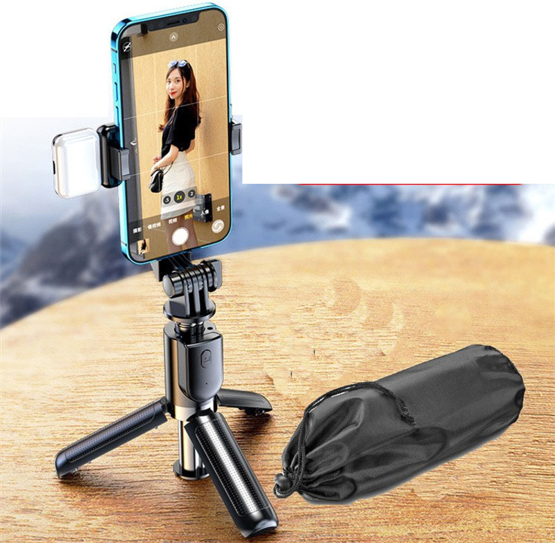 BUFONA Mobile Stand Wireless Remote Control Selfie Stick Tripod With Flash Light Gimbal Tripod, Monopod, Monopod Kit, Tripod Ball Head, Tripod Bracket, Tripod Clamp, Tripod Kit(Black, Supports Up to 700 g)