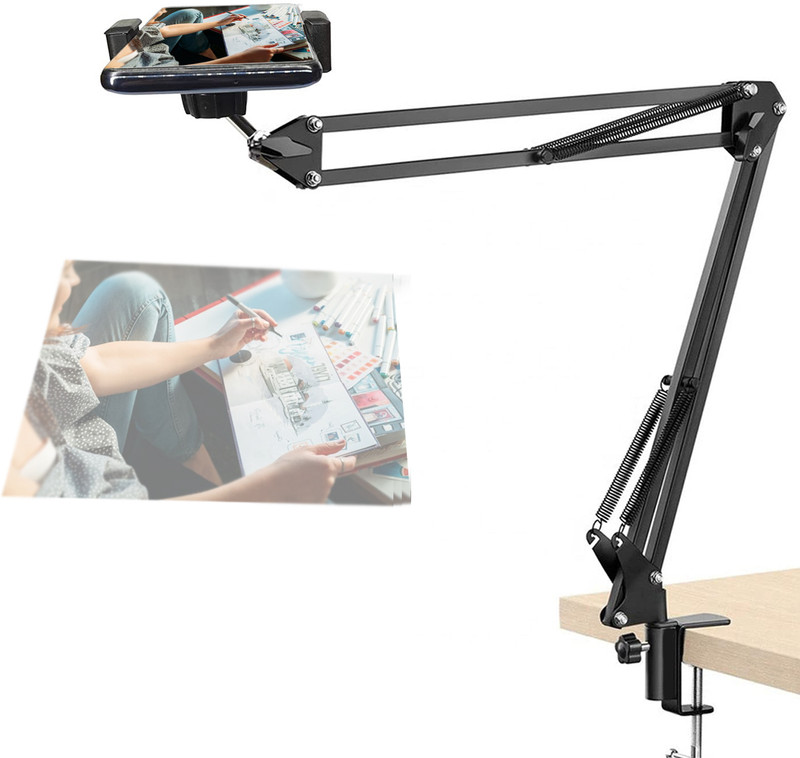 Blue Birds Latest Overhead Tripod Camera Stand 360 Degree Mobile Holder Cell Phone Stand Tripod, Tripod Ball Head, Tripod Bracket, Tripod Clamp, Tripod Kit(Black, Supports Up to 1500 g)