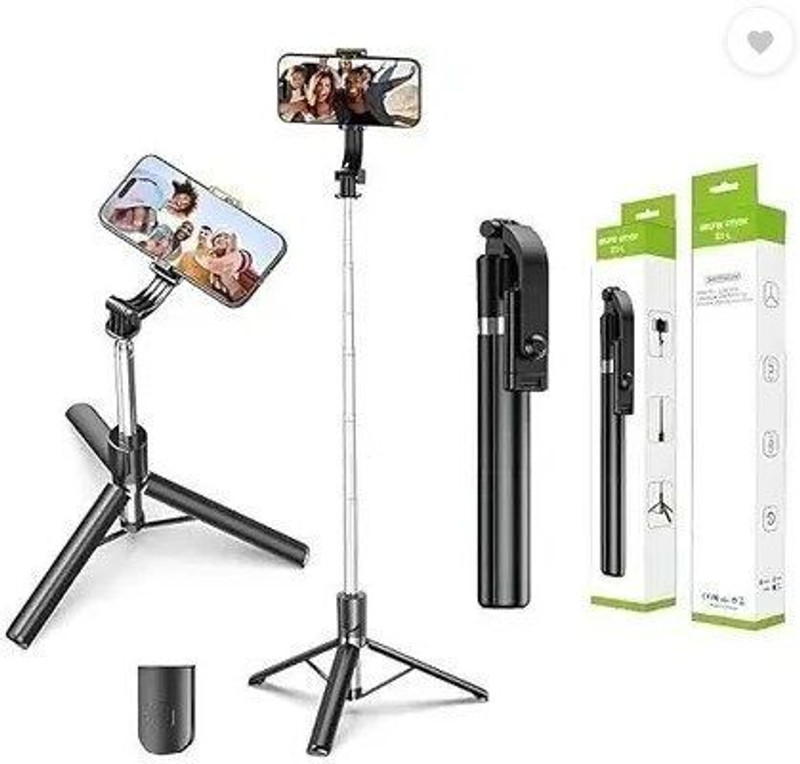FITRIC R1L Long Selfie Stick with LED & Tripod Stand Tripod(Black, Supports Up to 1500 g)