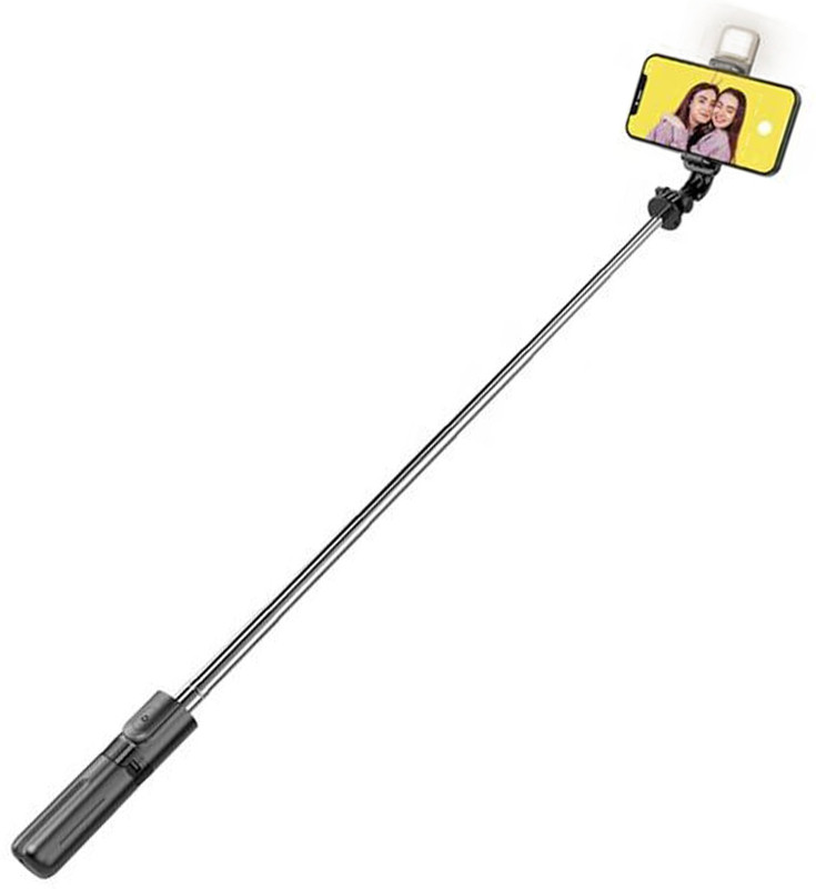 MOOZMOB Mobile Selfie Stick with LED Light & Bluetooth Remote Selfie Stick Stand Mobile Tripod, Monopod(Black, Supports Up to 300 g)