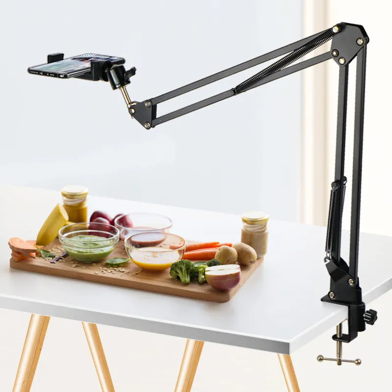 Zohlo Overhead Video Tabletop Stand for Streaming,Overhead Video, Desktop,Office Tripod, Tripod Clamp, Tripod Bracket, Tripod Ball Head(Long Arm Goose neck Mobile Holder, Over Head Tripod, Black, Supports Up to 1200 g)