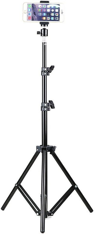 Treadmill 7 Feet Long Lightweight Aluminium Adjustable Portable and Foldable Tripod Stand 360 Degree Rotational with Big Tripod Stand Holder,Photo/Video Shoot,Instagram Reels/YouTube Videos Mobile Clip and Camera Holder Mount Tripod, Tripod Kit, Tripod Bracket(Black, Supports Up to 2000 g)