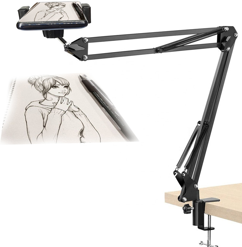 Blue Birds Overhead Tabletop Video Stand Phone Holder Metal Long Lazy Arm and Bracket Tripod, Tripod Ball Head, Tripod Bracket, Tripod Clamp, Tripod Kit(Gooseneck Mobile Holder, Supports Up to 1500 g)