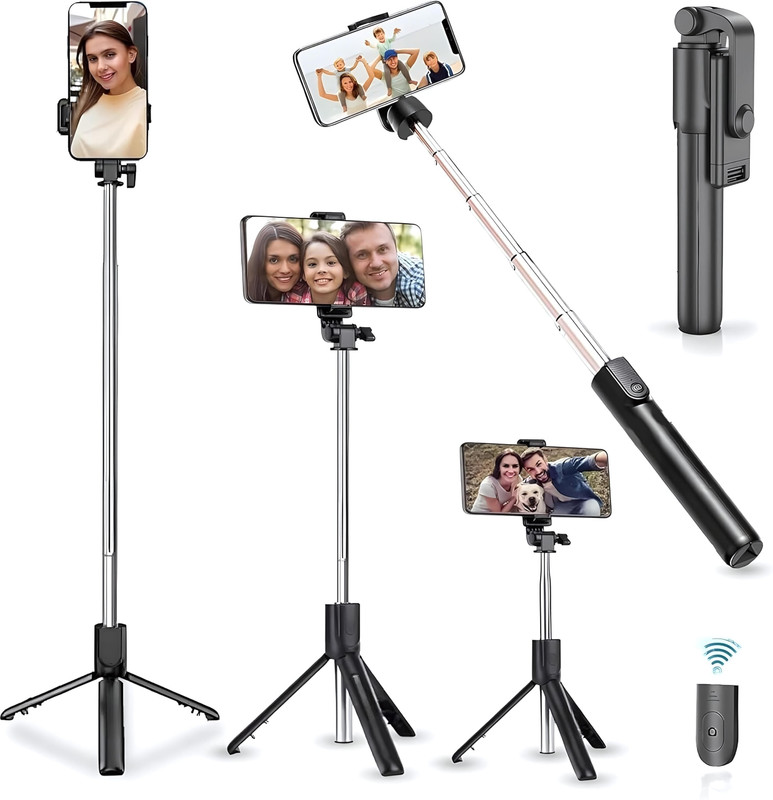 NAFA Professional Mini Portable and Foldable Tripod with Wireless Bluetooth Remote Tripod(Black, Supports Up to 500 g)