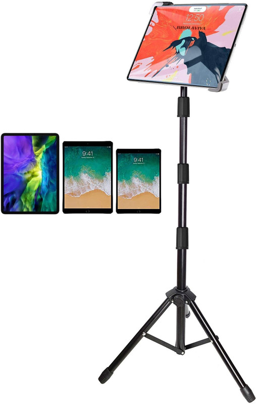 BROLAVIYA Floor Stand For All Tablet 9.5-14.5 Diagonal Inches Large Display Devices Tripod(Dark Black, Supports Up to 500 g)