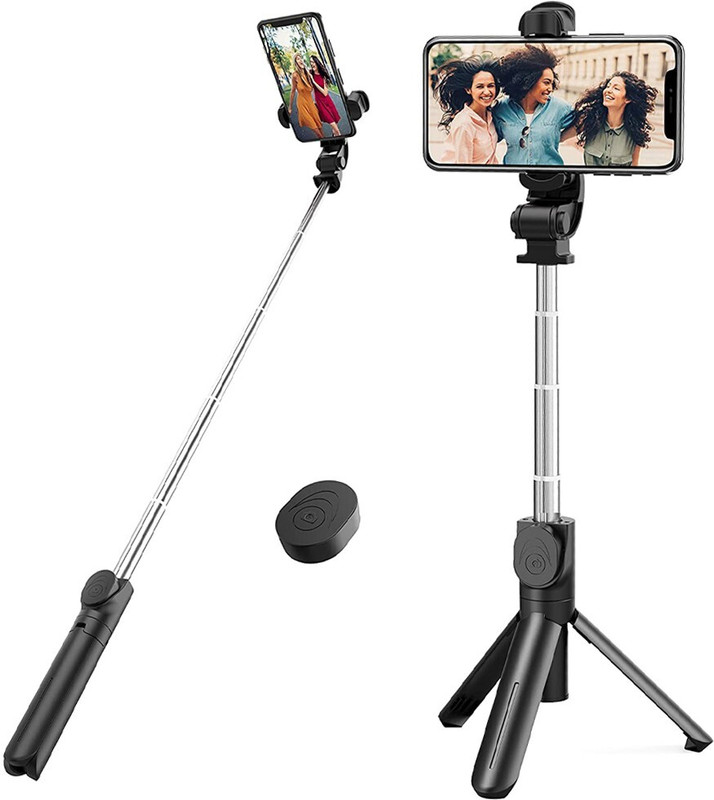 Blue Birds 3-in-1 Multifunctional Bluetooth Remote selfieStick with Tripod Stand Tripod, Tripod Kit, Monopod(Black, Supports Up to 500 g)