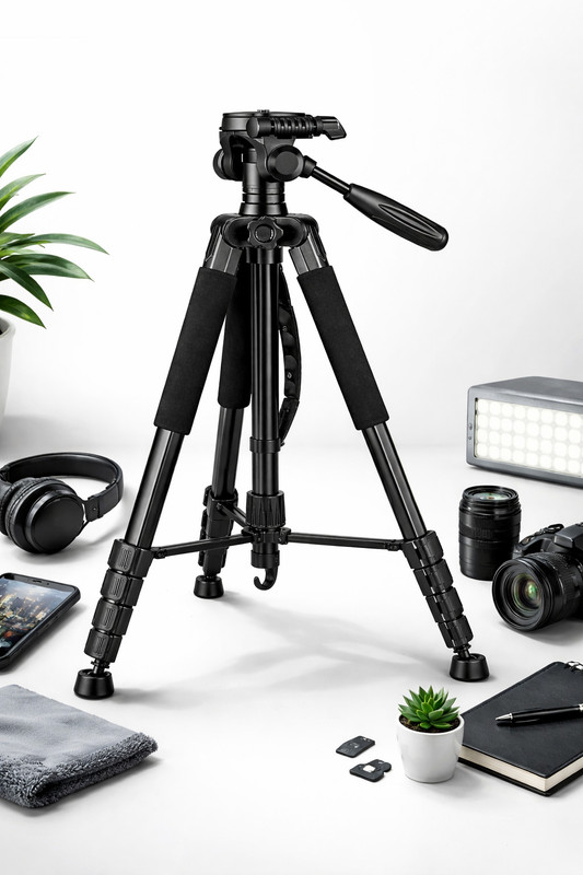 CELLMASTER Tripod Stand for Mobile Phone and DSLR Camera for Best Video Recording Tripod(Black, Supports Up to 5000 g)