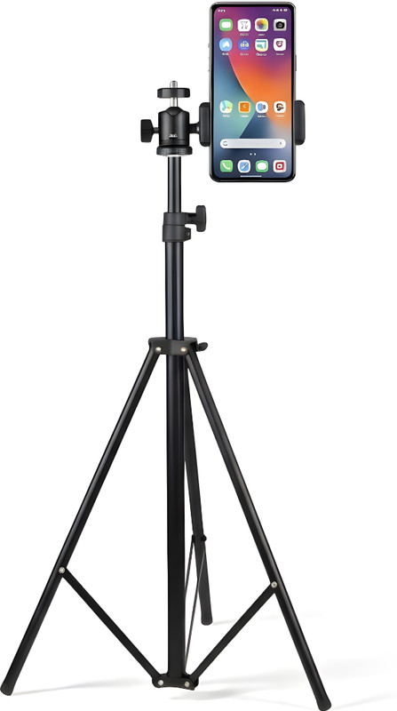 Protance Tripod 7 Feet Adjustable Stand, Rotating Ball Head Mobile Clip, Tripod Bracket Tripod(Black, Supports Up to 2100 g)
