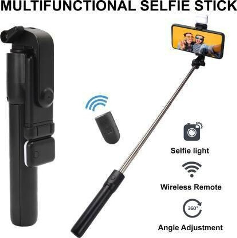 HIFY 3 in 1 selfie stick/tripod/monopod/with led light Tripod, Monopod(Black, Supports Up to 400 g)