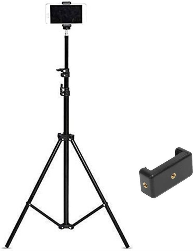NETZI Lightweight & Portable 7 Feet Long Tripod Stand with Adjustable Clip Holder Tripod(Black, Supports Up to 2500 g)