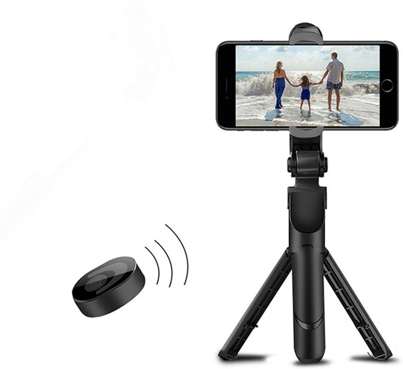 Blue Birds Professional Mini Tripod Stand Foldable Bluetooth shutter Selfie Stick Gimbal Tripod, Tripod Kit, Monopod(Black, Supports Up to 500 g)