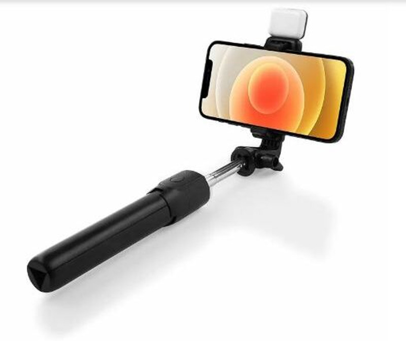 BUFONA Bluetooth Selfie Stick with Detachable LED Light,Selfie Stick with Tripod Stand Tripod, Tripod Kit, Monopod, Monopod Kit, Tripod Clamp(Black, Supports Up to 600 g)