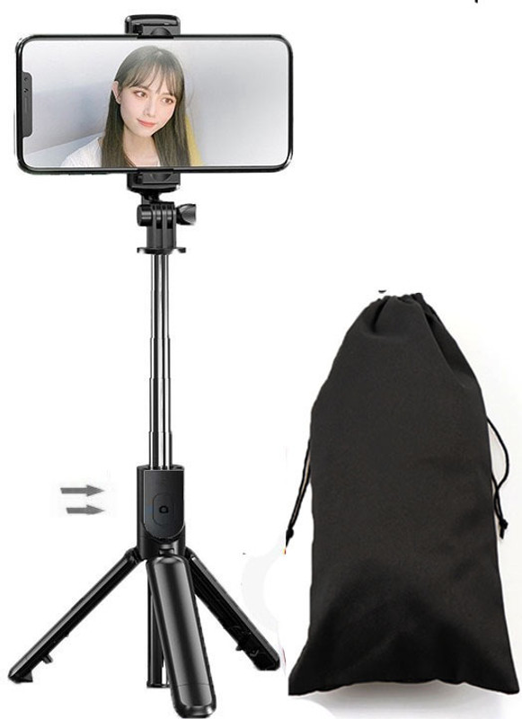 POZUB Selfie Stick Tripod +Removable Bluetooth Remote Shutter Gimbal Free Pencil Cover Tripod, Monopod, Monopod Kit, Tripod Ball Head, Tripod Bracket, Tripod Clamp, Tripod Kit(Black, Supports Up to 600 g)