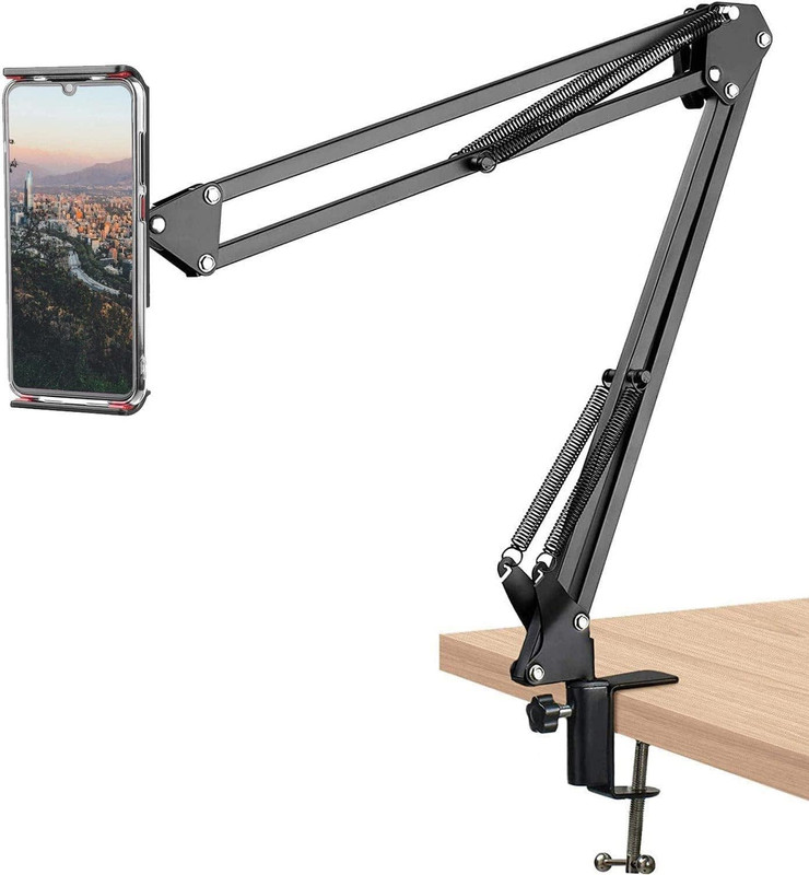 Wanzhow New Arrival Overhead Tripod Camera Stand 360° Mobile Holder Cell Phone Stand Tripod, Tripod Clamp, Tripod Bracket, Monopod, Tripod Ball Head(Black, Supports Up to 1200 g)