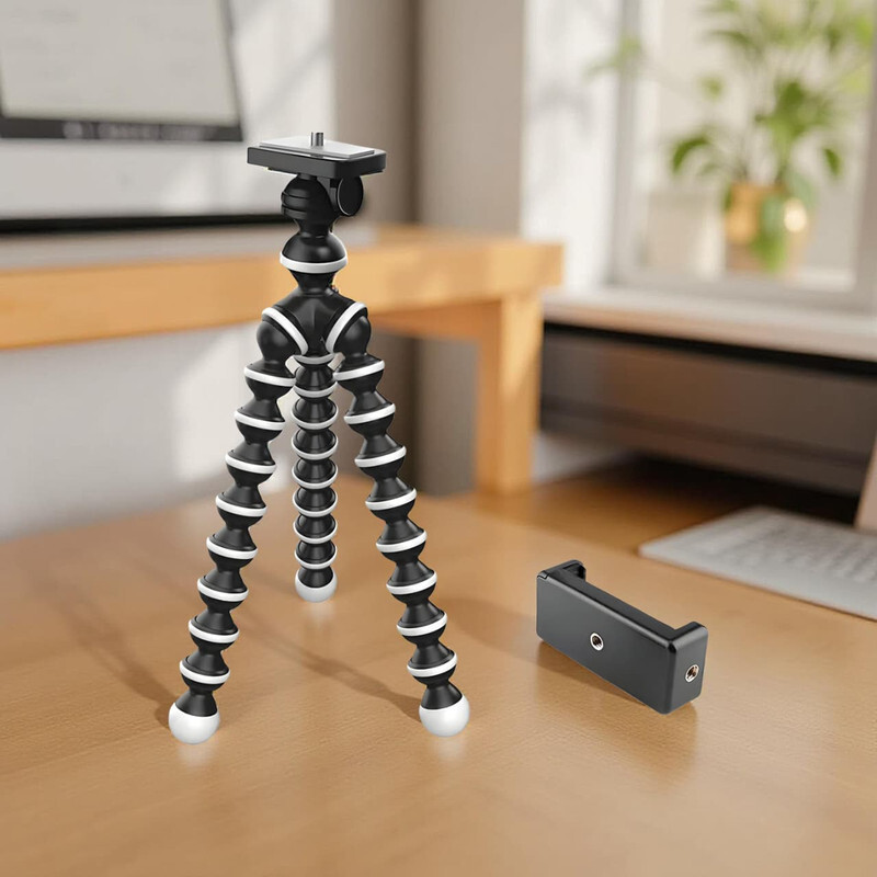 FITRIC Universal Flexible Tripod Stand for Mobile Phone Camera Vlog Shooting Tripod(Black, Supports Up to 1000 g)