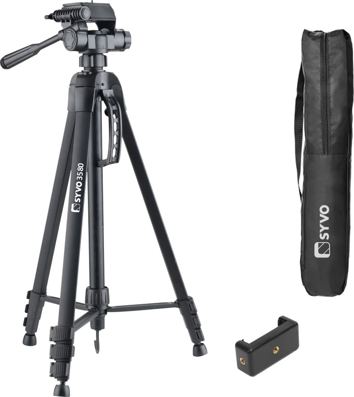 Syvo 3580-Tripod (77 inch) Portable Lightweight Aluminum Tripod, Tripod Kit(Black, Supports Up to 5000 g)