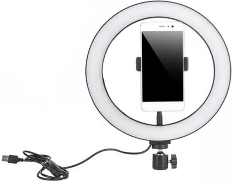 BUFONA Big Selfie LED Ring Light with Cool Warm Mix Light for Video Live Stream Makeup Tripod, Monopod, Monopod Kit, Tripod Ball Head, Tripod Bracket, Tripod Clamp, Tripod Kit(White, Black, Supports Up to 700 g)
