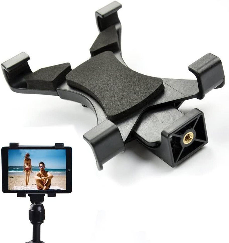 USPOT Universal Tablet Tripod Mount Adjustable Holder Adapter f Pad All Tablets Tripod, Monopod, Tripod Clamp, Tripod Bracket(Black, Supports Up to 500 g)