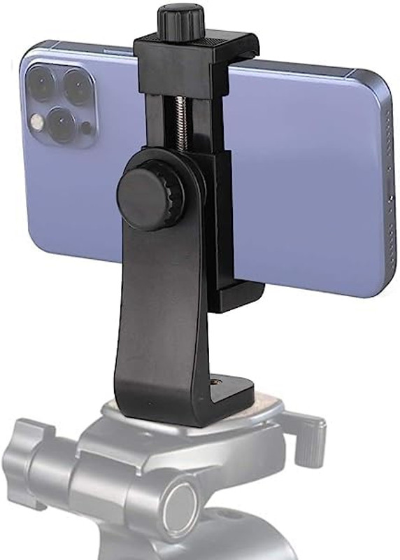 Wanzhow Universal Tri-pod Mount Adapter Clip with Adjustable Clamp for Mobile Phone Tripod, Tripod Clamp, Tripod Bracket, Monopod(Black, Supports Up to 700 g)