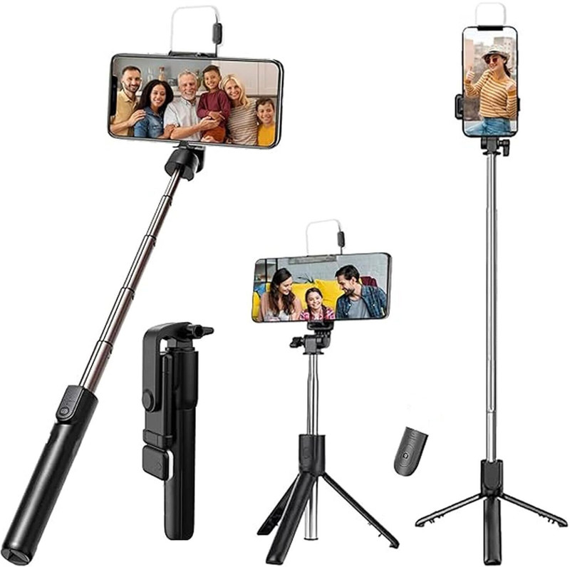 SquidFit r1s selfie stick flash Tripod(Multicolor, Supports Up to 500 g)