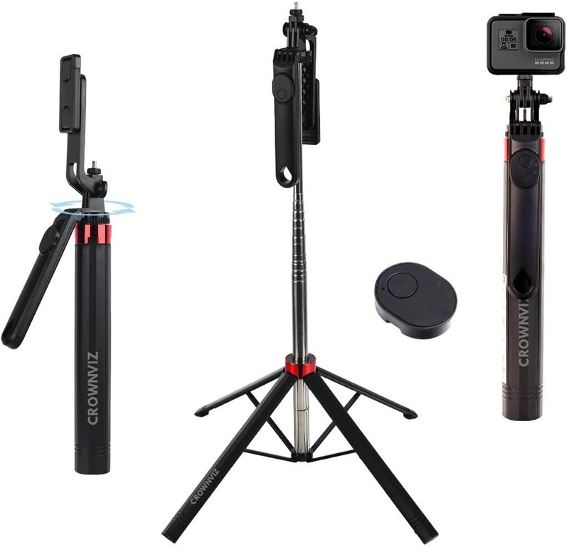 Ruskin Q180 Selfie Stick 4 LEG Tripod Stand for Photography Extendable Stick 170cm Tripod, Monopod Kit, Tripod Kit(Black, Supports Up to 1100 g)