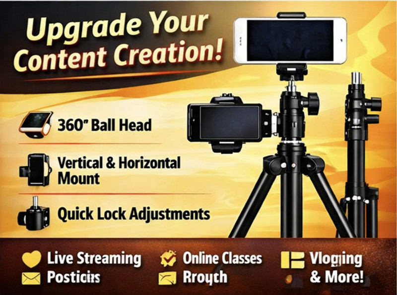 BONTECH 7 Feet Tripod Stand , Suitable for Mobiles, Lights, Reflectors and Cameras Tripod(Black, Supports Up to 5000 g)
