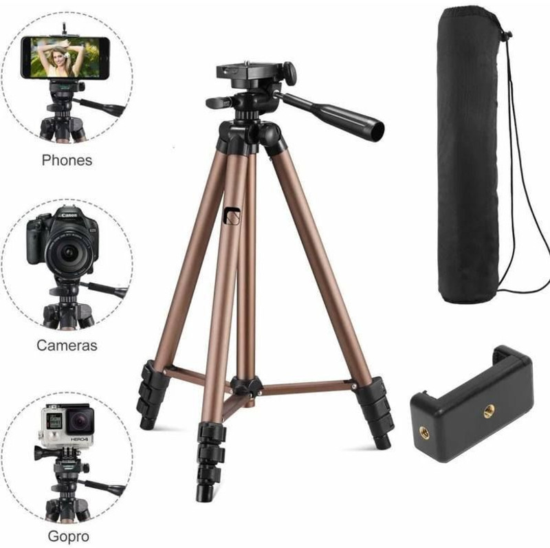 SHOPOGENIX Creator Edition Tripod Stand for Smartphone & Camera | Lightweight 3110 Model Tripod(Brown, Supports Up to 2000 g)