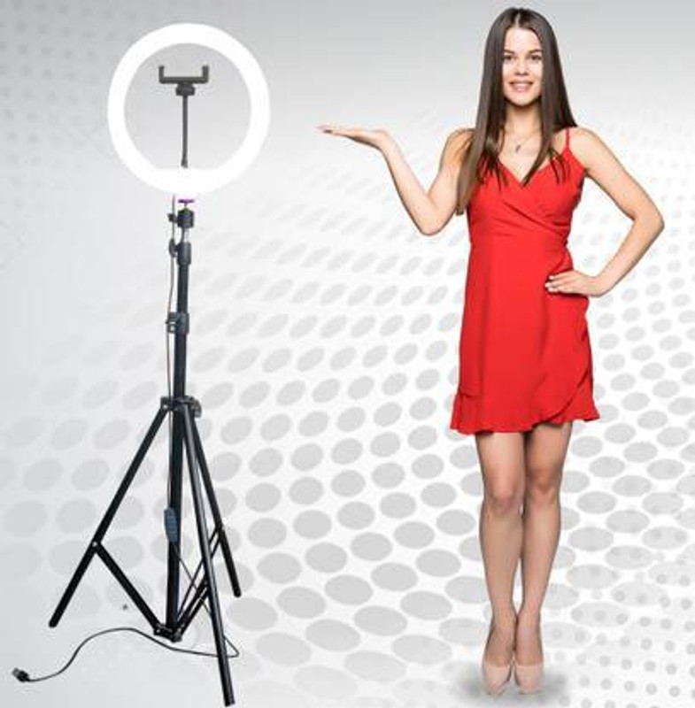MOTOFLY 10“ Ring light and stand mobile holder for reels live video & Shooting Tripod, Tripod Kit, Monopod Kit, Tripod Ball Head(Black, Supports Up to 1999 g)