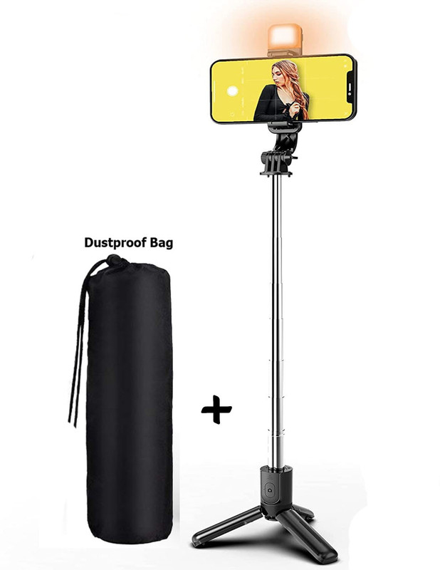 BUFONA Mobiles Selfie Stick Bluetooth Remote Video&Picture Catcher Selfie Stand+Bag Tripod, Tripod Kit, Monopod, Monopod Kit(Black, Supports Up to 700 g)