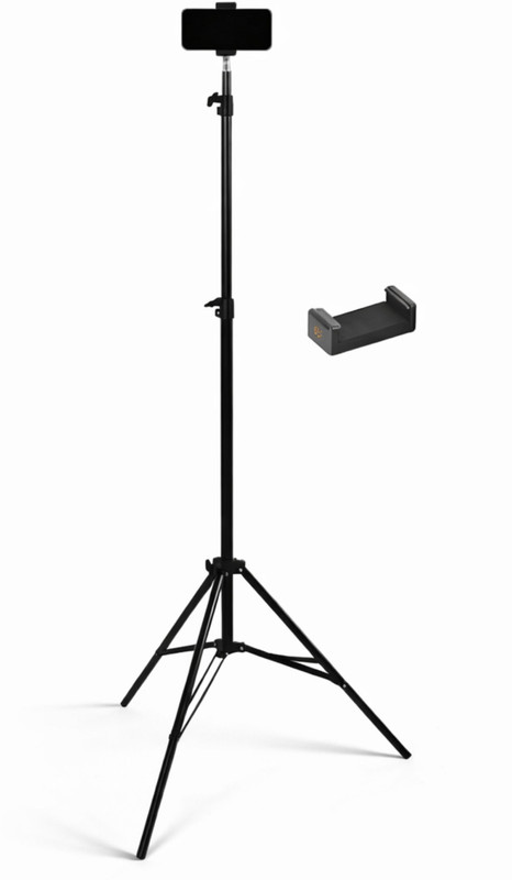 RambhaSelect 7 Feet Adjustable Tripod Stand with Mobile Holder for Ring Light & Camera Tripod, Tripod Clamp(Black, Supports Up to 2 g)