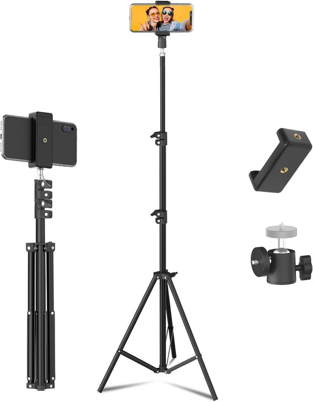 BONTECH 7Feet Portable Adjustable Tripod with Rotating Ball Head and Clip for Photoshoot Tripod(Black 7 FOOT, Supports Up to 5000 g)