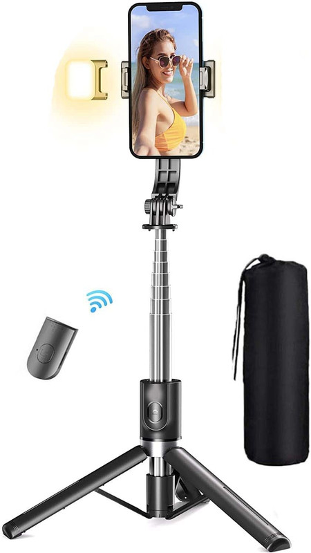 POZUB Multi function Mobile Holder Photography R7S-L 3in1 LED Fill Light Remote Stand Tripod, Tripod Kit, Tripod Clamp, Monopod(Black, Supports Up to 500 g)