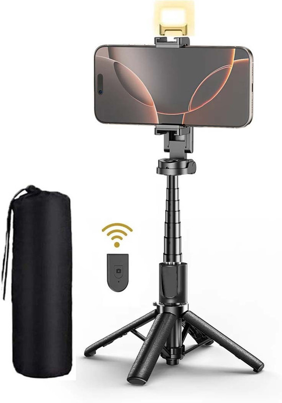 POZUB Multi function Photography Remote 3in1 LED Fill Light R7S-L Mobile Holder Stand Tripod, Tripod Kit, Tripod Clamp, Monopod(Black, Supports Up to 500 g)
