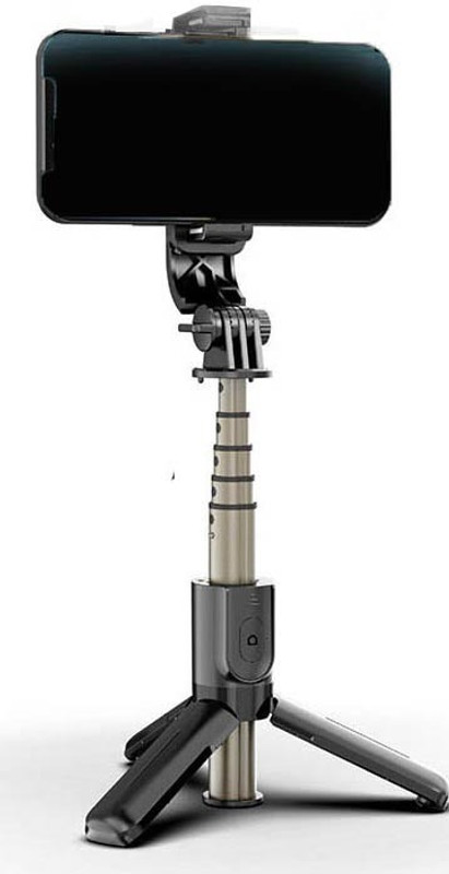 POZUB R1 Mobiles Video Selfie Stick Stand With One Click Photo Capturing with Remote Tripod, Monopod, Monopod Kit, Tripod Kit(Black, Supports Up to 500 g)