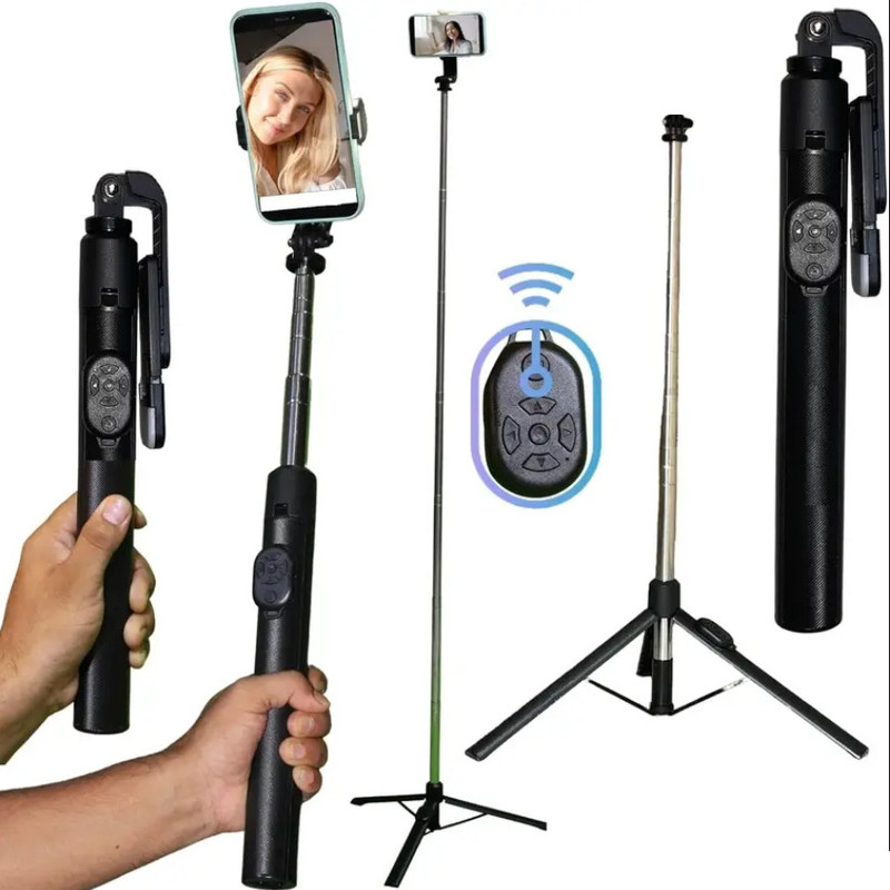 Ruskin Y17 Selfie Stick Tripod Stand for Photography Extendable Selfie Stick 170cm Long Tripod, Monopod Kit, Tripod Kit, Monopod(Black, Supports Up to 1000 g)