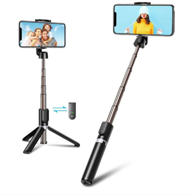 RENTOOR R1 Selfie Stick With High Quality Wireless Extendable Selfie Stick Stand Tripod, Tripod Clamp, Tripod Ball Head(Black, Supports Up to 400 g)