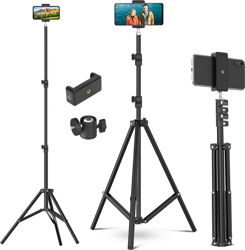 Tygot Lightweight & Portable 7 Feet Aluminum Alloy Studio Light Stand with Mobile Holder | for Videos | Portrait | Photography Lighting | Ideal for Outdoor & Indoor Shoots Tripod(Black, Supports Up to 5000 g)