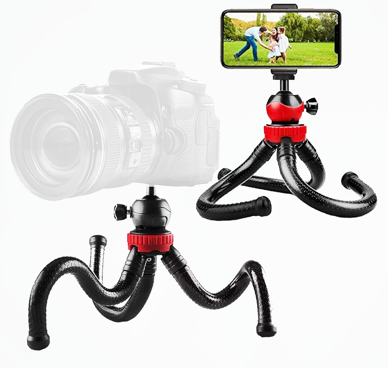subton Flexible Gorilla Tripod with 360 Degree Rotation Ball Head For Cellphone and Camera | Octopus Travel Tripod for Photography/Live Streaming/Vlogging | Compatible With All Types of CellPhones Tripod, Tripod Ball Head, Tripod Bracket, Tripod Clamp, Monopod(Black, Supports Up to 1500 g)