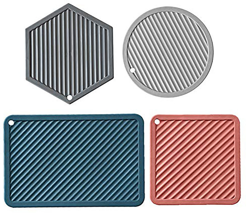 TRIFECTA Trivets for Hot Dishes Mix Pattern Multi Color Set of 4 Matte Trivet(Pack of 4)