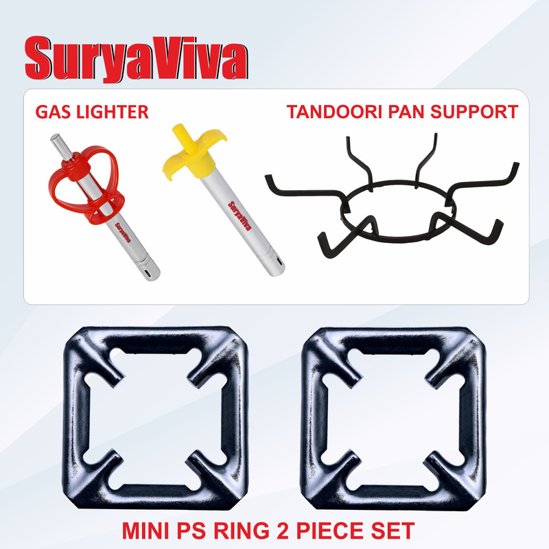 SURYAVIVA Lighter Combo(Mini ps ring) Gas Stove Burner Removable Grill/Jali Mild steel Trivet(Pack of 4)
