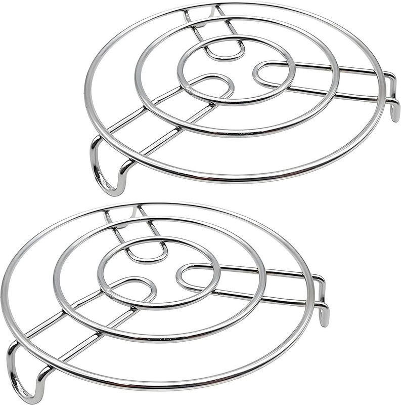 AARVIKAA Stainless Steel Heat Resistant Trivet Pot Stand for Kitchen & Dining (20 cm) Chrome Trivet(Pack of 2)