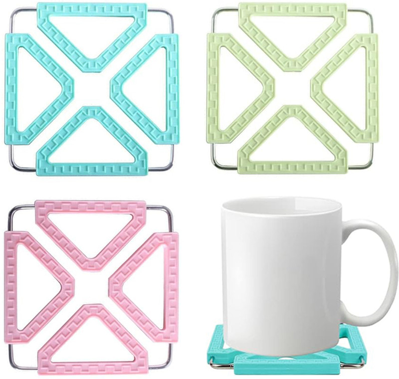 ELEPHANTBOAT Folding Trivet Set Heat Resistant Table Surface Protector Polished Trivet(Pack of 3)