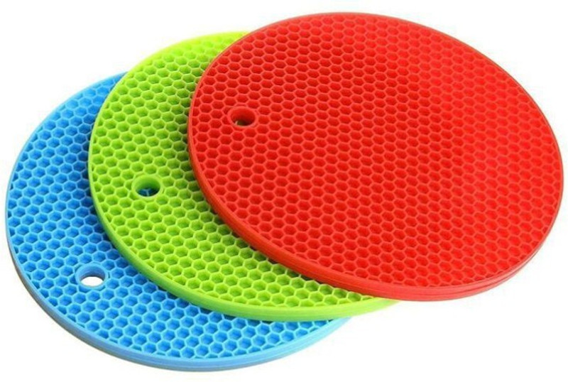 Newvent Round Honey Comb Silicone Hot Mat 3 Pcs Silicone Trivet(Pack of 3)
