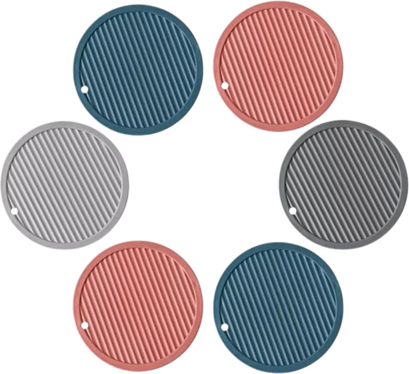 Naidev Non-Slip and Modern Design Heat-Resistant Drink Mats, Decorative Pot Holder PVC Coaster Trivet(Pack of 6)